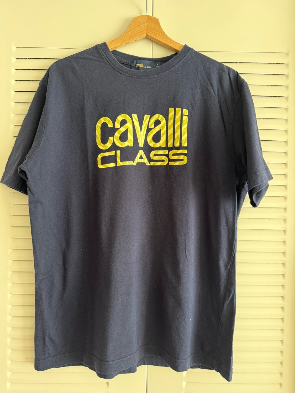 Cavalli Class Navy Tee with Yellow Logo
